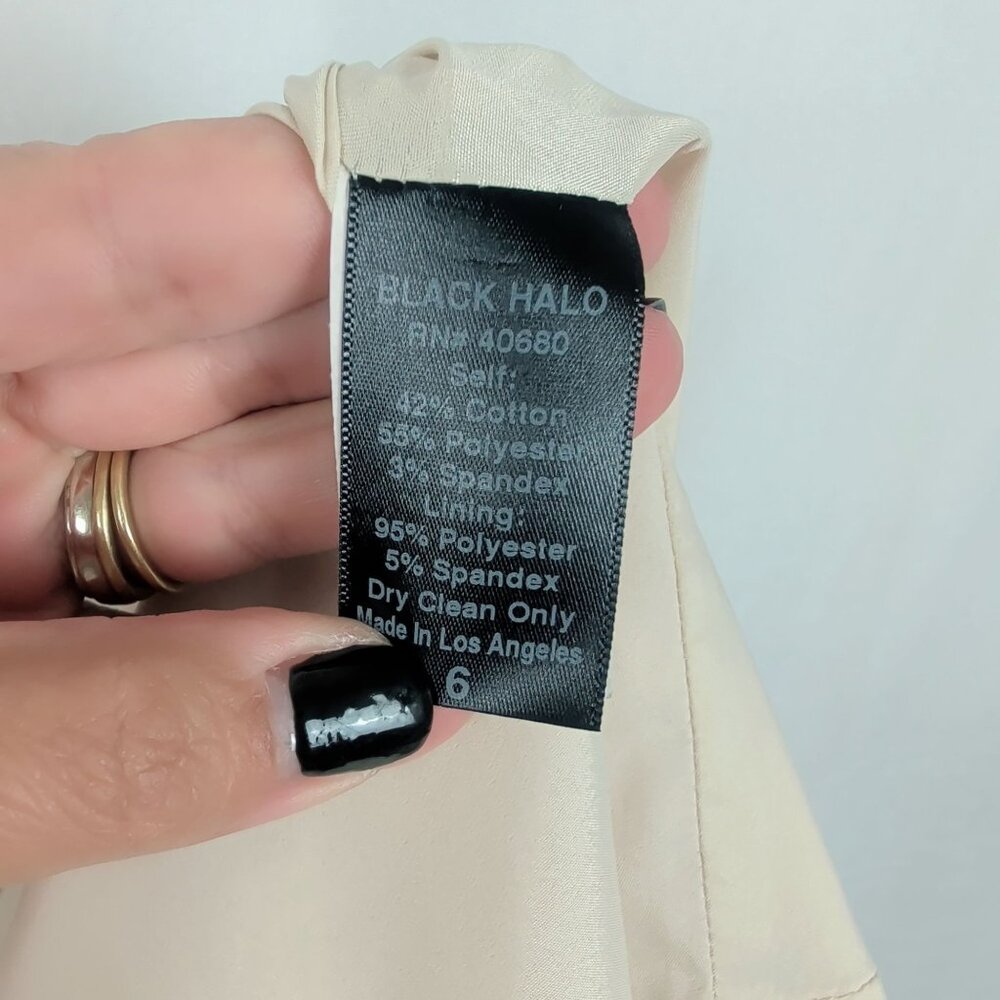 Black Halo Champagne Dress 6 Sheath Satin - Picture 11 of 12